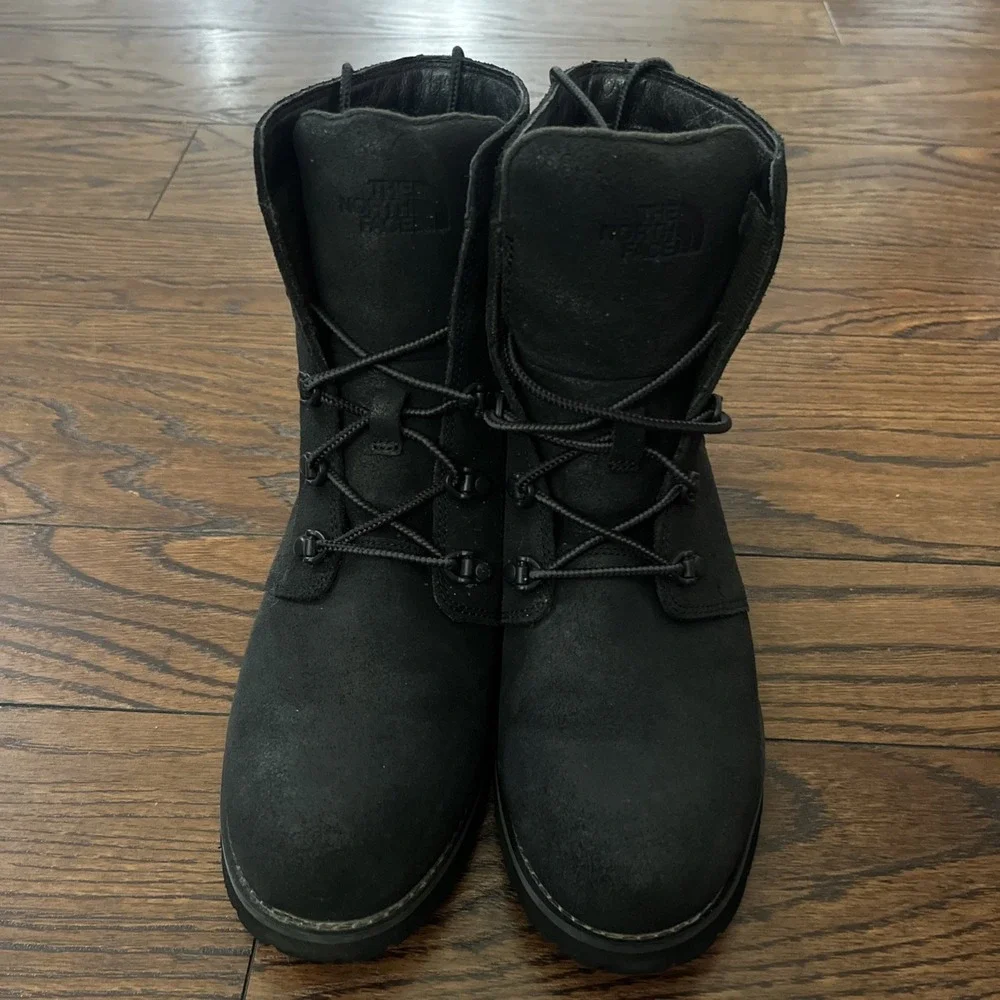 The North Face Ballard Lace II Winter Black Leather Boots Women's Size 8 US